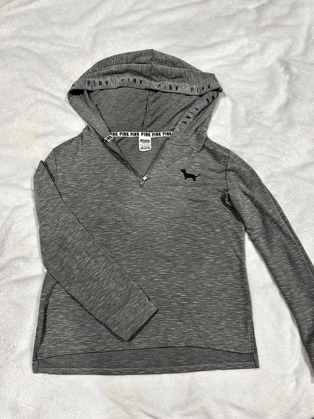 PINK Gray Half-Zip Hoodie